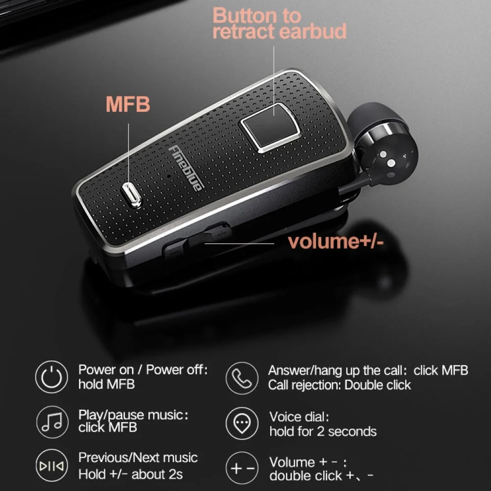 Fineblue F970 Pro Телескопическая задняя клипса дизайн беспроводной Bluetooth 5,0 громкой связи вызова наушники Простота в использовании