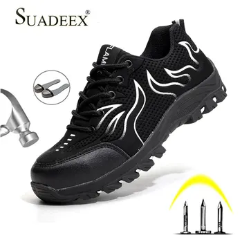 

SUADEEX Men Safety Work Shoes Breathable Boots Working Anti-Smashing Steel Toe Shoes Construction Work Safety Boots Men Sneakers