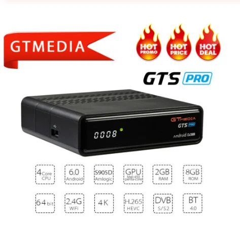 Gtmedia gts pro DVB S2 спутниковый ресивер+ Android 6,0 tv box 4k BT4.0 Встроенный Wi-Fi передатчик для интернет-телевидения M3U Gt медиа V8 Nova обновление