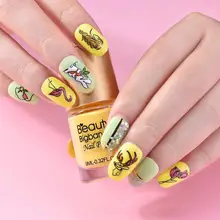 BeautyBigBang 9 мл стемпинг ногтей покрытие цветной печати лак белый красный цвет для пластина для стемпинга для нейл-арта лак для ногтей