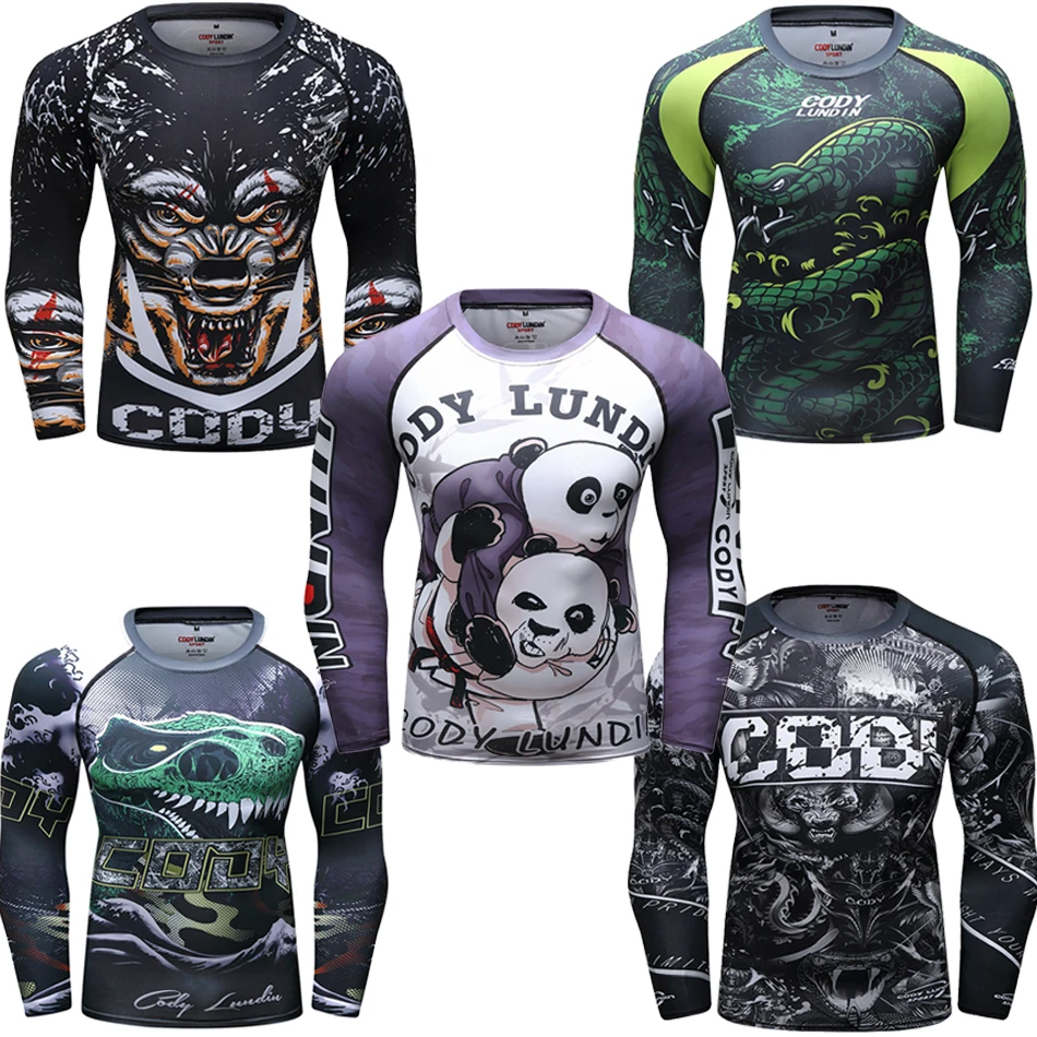 Bjj Rashguard Kimono Jiu jitsu T-shirt Mma Men GI Kickboxing Muay Thai  T-shirts Fitness