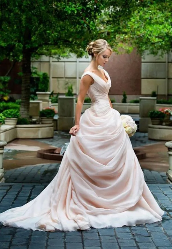 Задрапированная органза, бальное платье, розовое,, vestido de novia, v-образный вырез, принцесса, индивидуальные платья для матери невесты