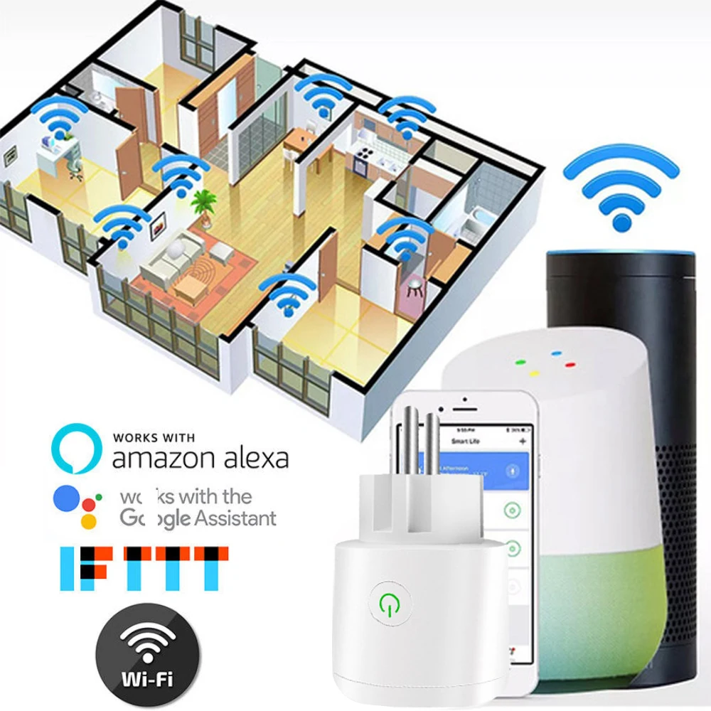 Умная розетка EU Wi-Fi разъем 10A/16A управление приложением синхронизации через iOS Android телефон работает с Alexa Google Home Мини Голосовое управление