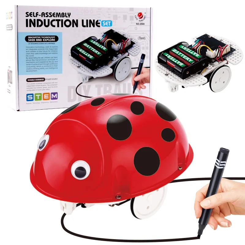 

Electric DIY Science Educational Self-Loading Ladybug Line Drawing Sensing Simulation Walking Assembled Insect Model Toy