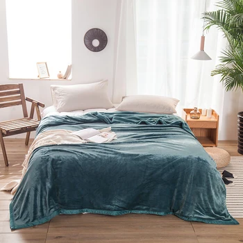 

Green fleece blankets and throws Adult Thick Warm winter Blankets Home Super Soft duvet luxury Blankets twin queen king blankets