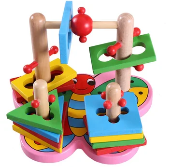 

Wooden Educatioanl Block Color Shape Recognization Column Toy for Children Matching Interactive Parent-child Baby Toy