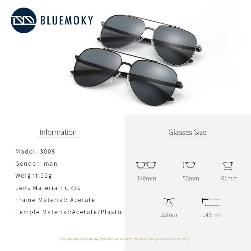 Мужские солнцезащитные очки BLUEMOKY, поляризационные, UV 400, пилот, для вождения, солнцезащитные очки, дизайнерские, мужские, модные, Ретро стиль, очки, аксессуары, oculos de sol
