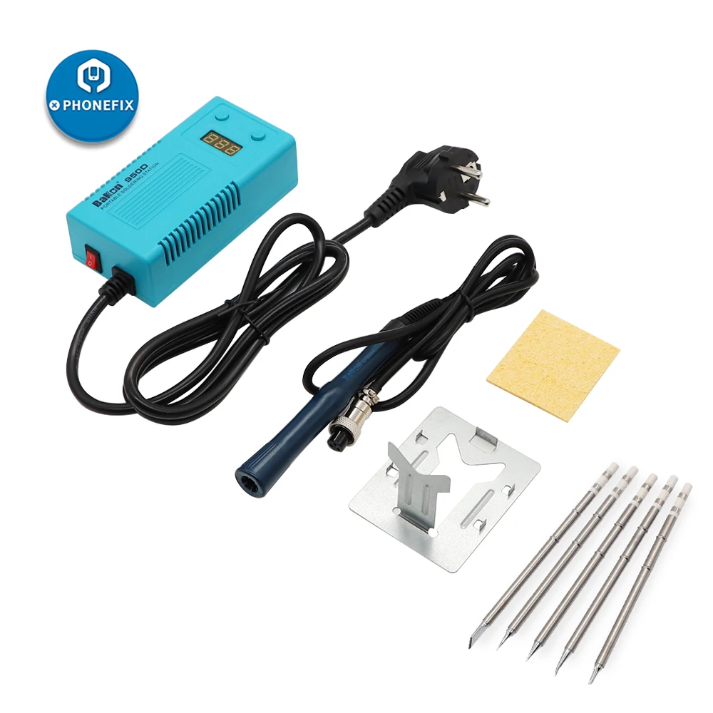 BAKON 950D 75W Electric Soldering Iron Temperature Adjustable T13 Tip Soldering Iron Station Mini Portable Welding Repair Tools