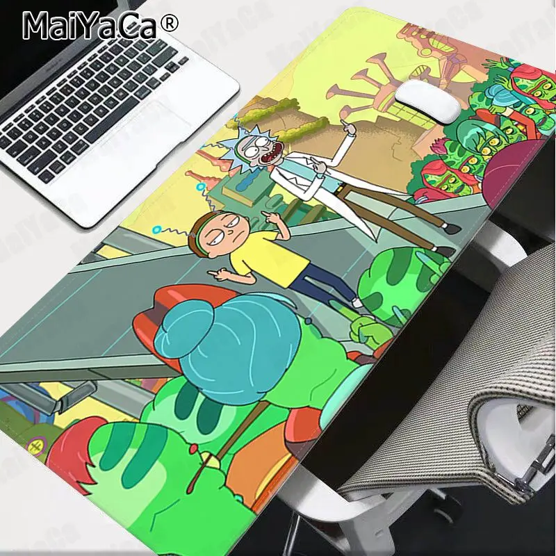 Maiya собственные коврики Рик и Морти большой игровой резиновый коврик для мыши Прочный Коврик для мыши на стол большой коврик для мыши клавиатуры коврик - Цвет: Lock Edge 40X90cm