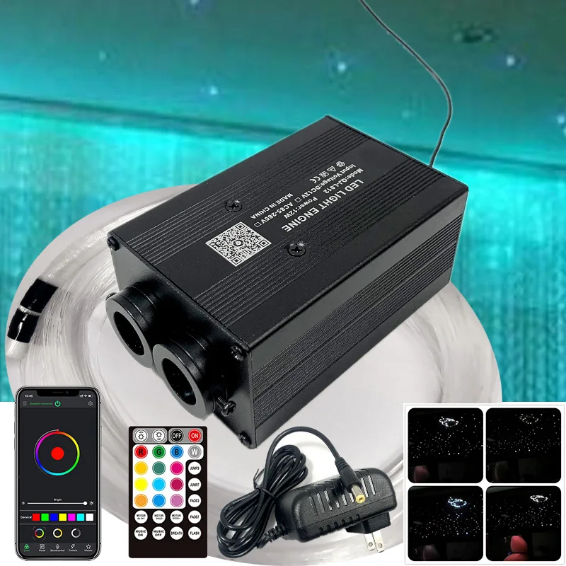 LED Optic Lighting Smart APP Twinkle Fiber engine RF Voice control Optic Cable Starry Effect Ceiling Double Heads Lights lamp