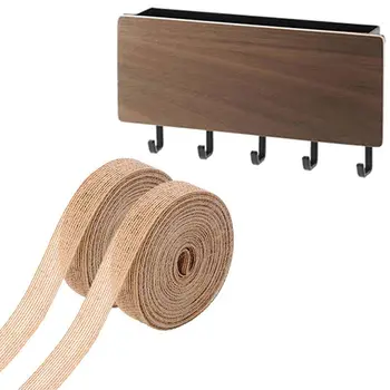 

1 Set Key Hanger Decorative Simple Small Wall Hook Space Saving & 2 Rolls Of Natural Burlap Fabric with Burlap Ribbon