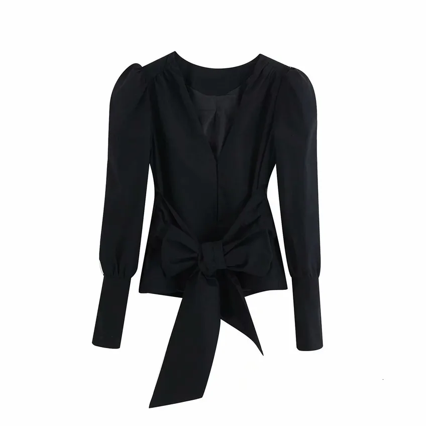 DEAT осенний женский винтажный черный блейзер с галстуком-бабочкой и поясом, пальто с длинным рукавом, Женская Ретро шикарная верхняя одежда, женские топы MG750 - Цвет: Black