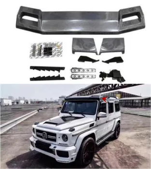 cheap W463 Abs Koolstofvezel Auto Front Dak Vleugel Kofferbak Lip Spoilers Met Lamp Voor Benz G CLASS W463 G500 G550 G55 g63 G65 2008 2018