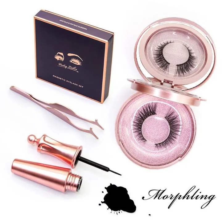 Magnetic Fake Eyelashes Liquid Eyeliner 5 Magnet False Eye Lashes Tweezer Set Natural Look Long Lasting Extension Makeup Tools | Красота и
