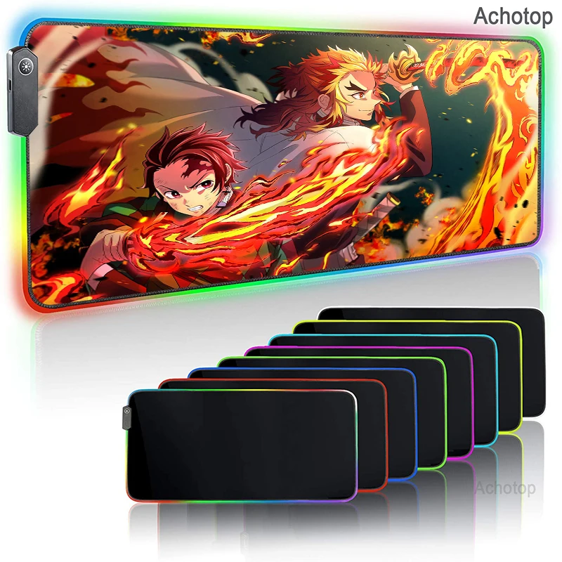 Большой коврик для мыши RGB XXL игровой светодиодный с рассеканием демонов большой
