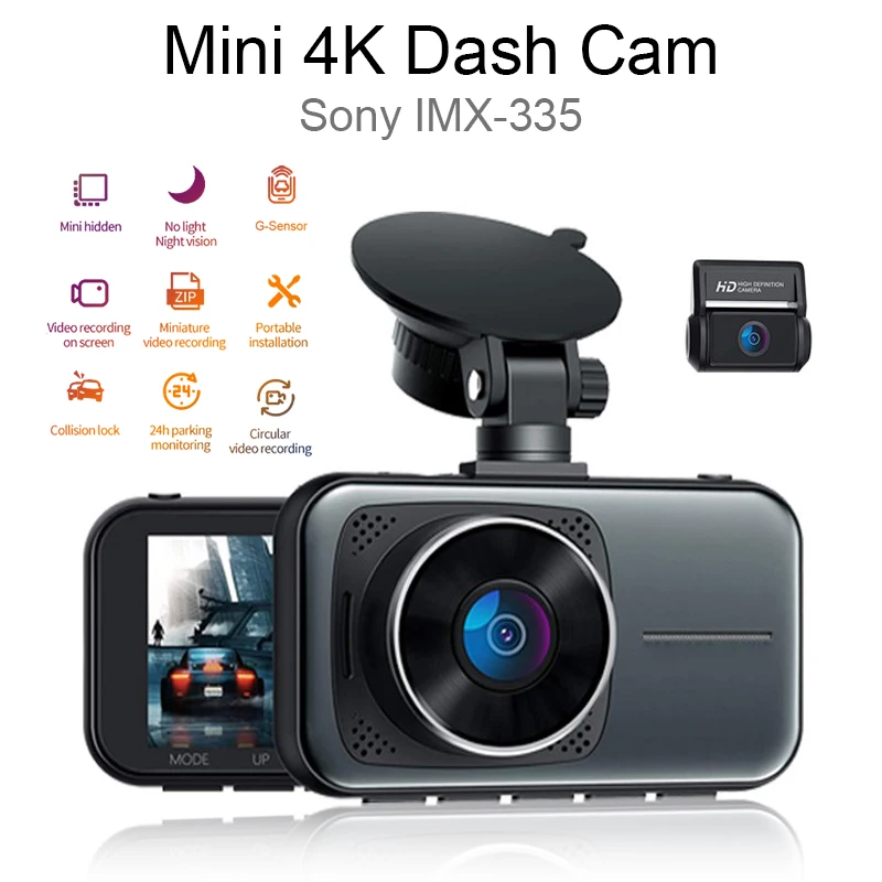 Super Night Vision 4K HD Auto Dash Cam Sony IMX335 Video Recorder Mini Dashcam DVR Camera Car Registrar Support Dropshipping | Автомобили