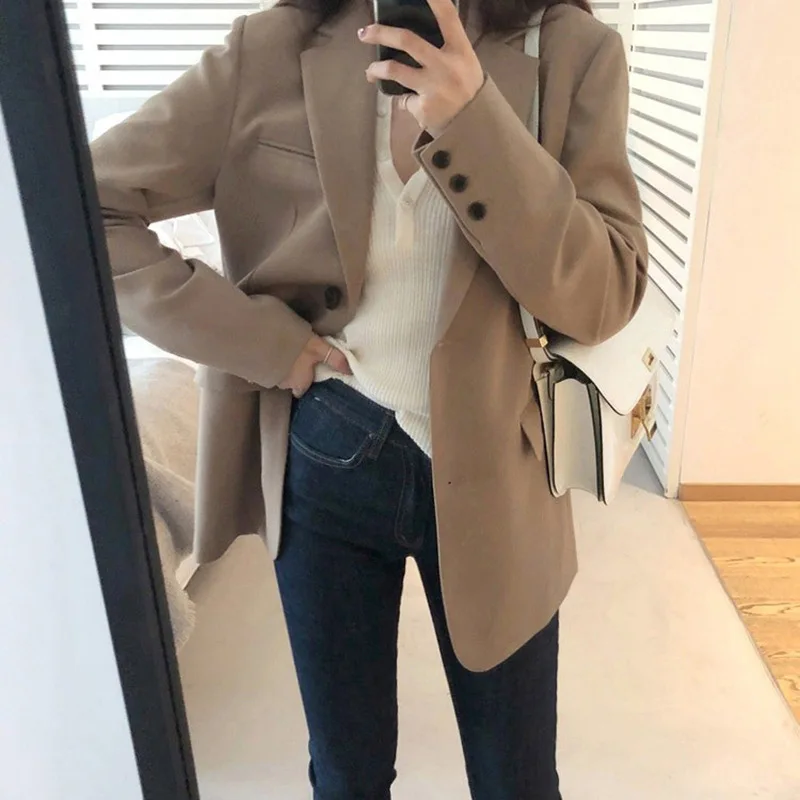 

Online Celebrity Small Suit waitmore Coat Women's INS Fashion Autumn Thin Korean-style Sense of Design Non-mainstream Retro Hong