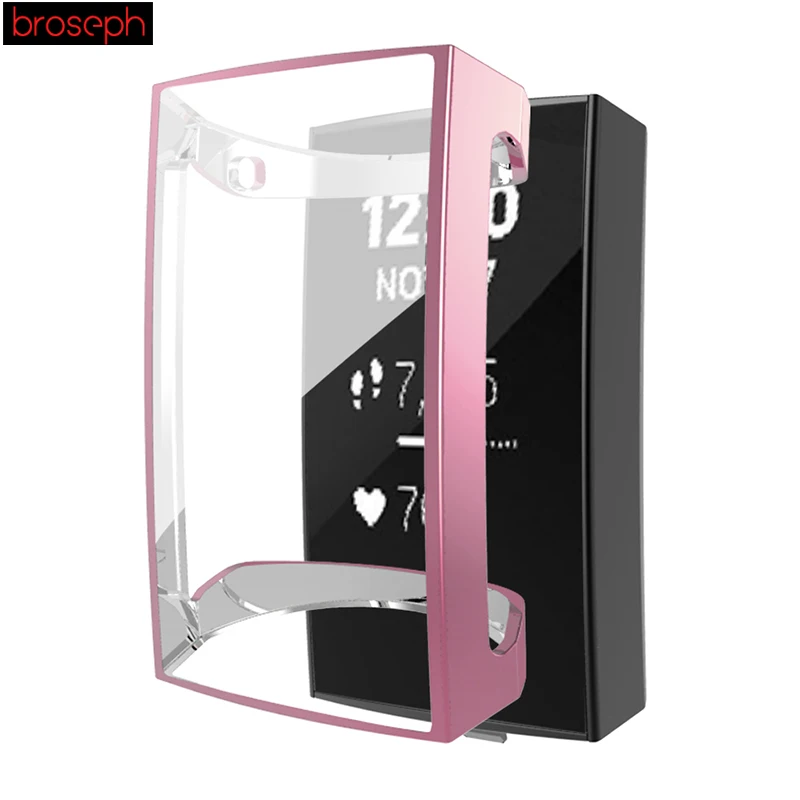 Rose pink Защитный чехол для экрана для Fitbit Charge 3, мягкий ТПУ чехол для часов с полным покрытием, чехол-бампер для Fitbit, аксессуары для часов - Цвет: Rose pink