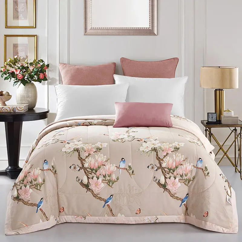 100 cotton beautiful birds quilted bedspreads throws single double size 1pc for spring summer autumn