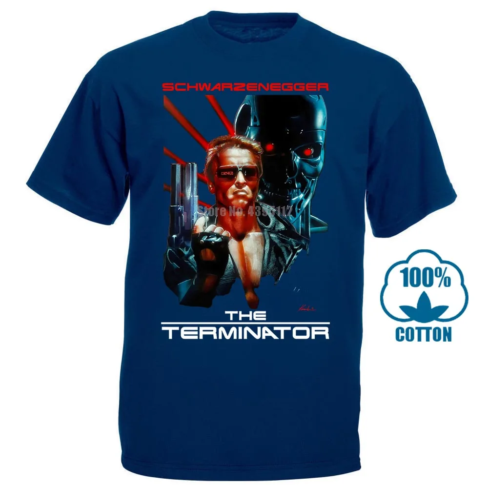 Рисунок по фильму «Терминатор» плакат Offically лицензированных взрослых Рингер Футболка Размеры S до 4Xl - Цвет: Тёмно-синий