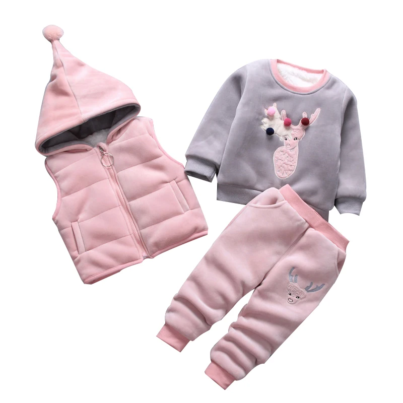 3pcs/set winter Children Clothing Sets cotton deer Christmas Snowsuit ...