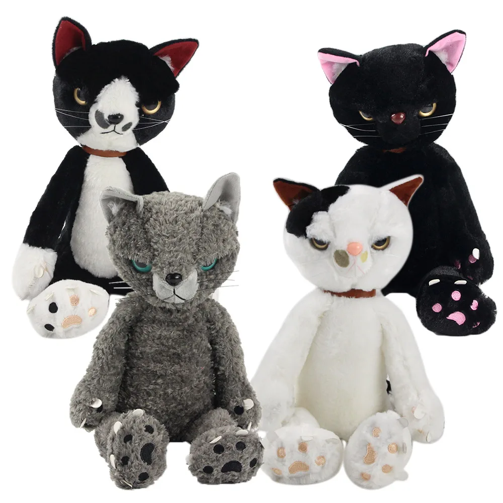 40cm Japanese Cat Plush Toy Scratch Kitten Black White Neko Soft Stuffed  Animal Dolls - Movies & Tv - AliExpress