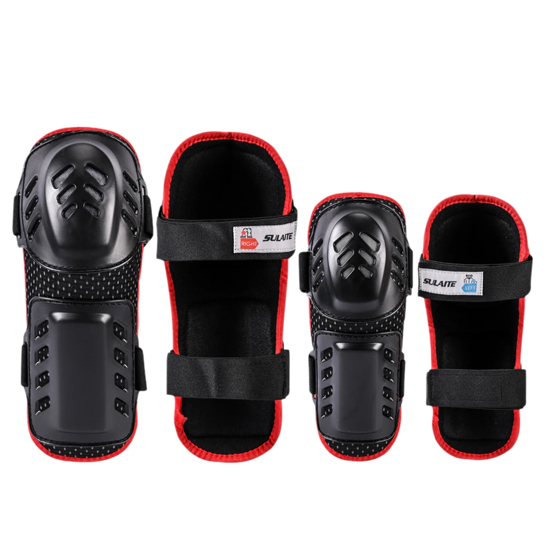 

4Pcs/Lot SULAITE Porous Motorcycle Kneepad Elbow Pad Motorcycle Riding Kneepad Anti-Fall Ski Protective Gear - Black Red