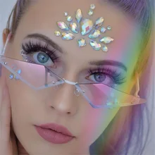 Модные солнцезащитные очки без оправы, женские роскошные Винтажные Солнцезащитные очки, женские очки уникального дизайна, женские очки без оправы UV400