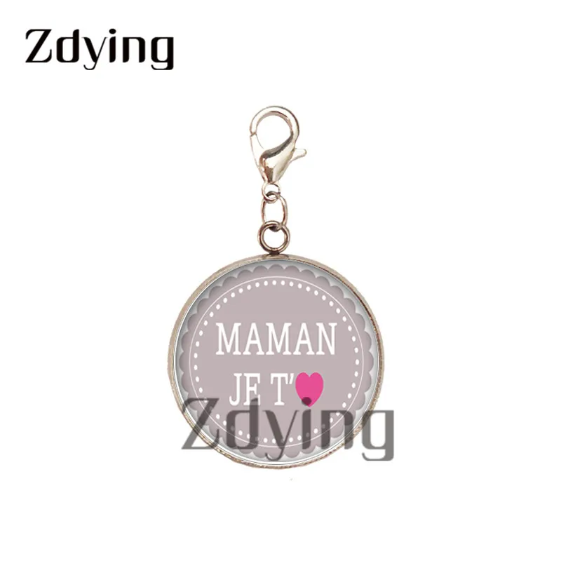 Zdying новинка нержавеющая сталь Je Tɺime Maman подвески стекло французские буквы