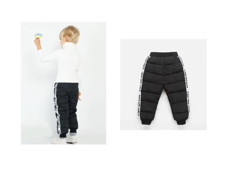 Детская для девочек и мальчиков зимние штаны с хлопковой подкладкой толстые утепленные штаны водонепроницаемые лыжные штаны для детей, эластичный с высокой талией детские штаны