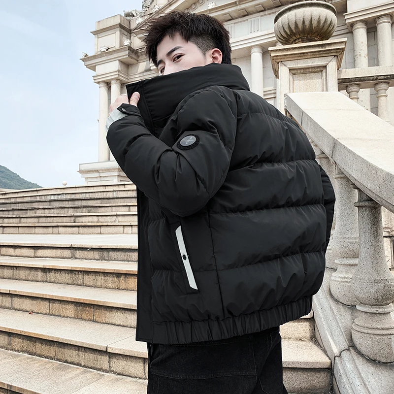 Vertical collar thickened cotton-padded coat male winter fashion coat men handsome loose down coat tide brand daily shopping