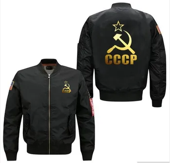 

Hot CCCP Russian USSR Soviet Union Bomber Flight Flying Jacket Winter thicken Warm Zipper Men Jackets Anime Men's Casual