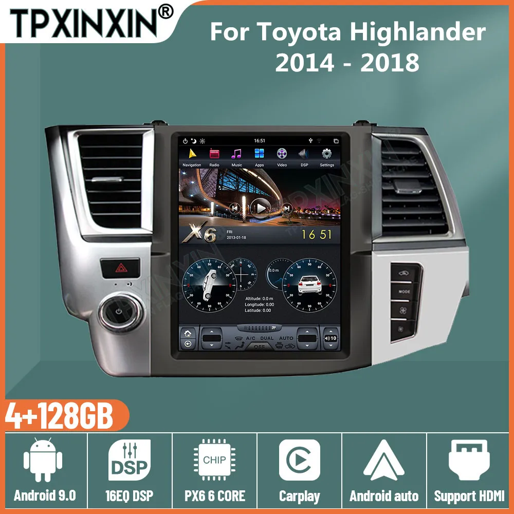 

for Toyota Highlander 2014 - 2018 Car Radio Tape Recorder 2 Din Android Tesla Stereo Autoradio Central Multimidia Video Player