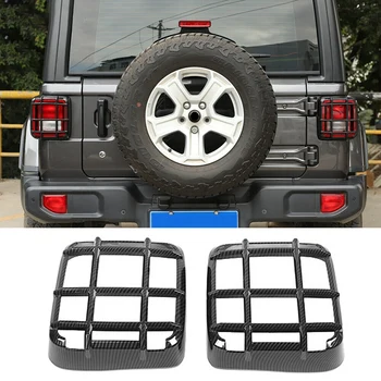 

Car Carbon Fiber ABS Tail Light Lamp Cover Trim Decor Frame for Jeep Wrangler JL 2018-2020