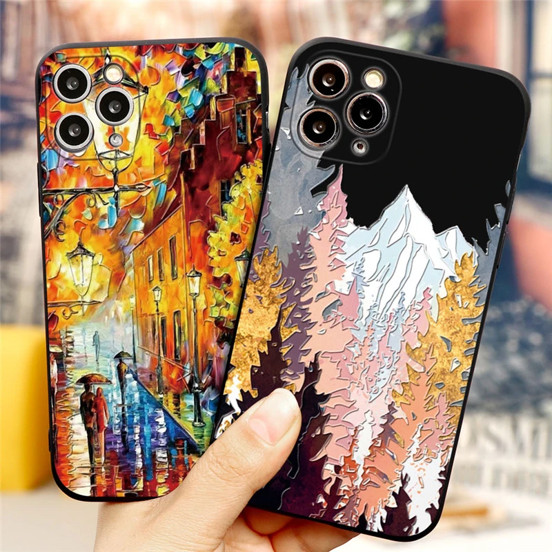 iphone 13 pro max leather case 3D Emboss Mountain Silicon Phone Case For Coque iPhone 12 Mini 6 7 6S 8 Plus SE 2020 2022 X XR Xs 13 11 14 Pro Max Relief Cover iphone 13 pro phone case