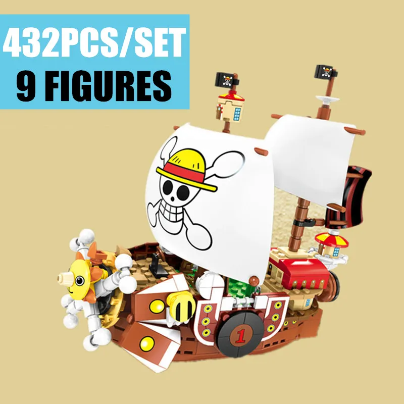

New Anime One Piece Sunny Pirate Ship Monkey D Luffy Building Blocks Educational Toys With Anime Toys Kid Gift Birthday
