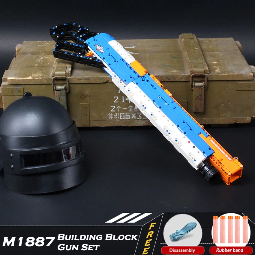 Новинка 501 шт Кирпичи DIY строительный блок пистолет набор M1887 модель игрушки пена