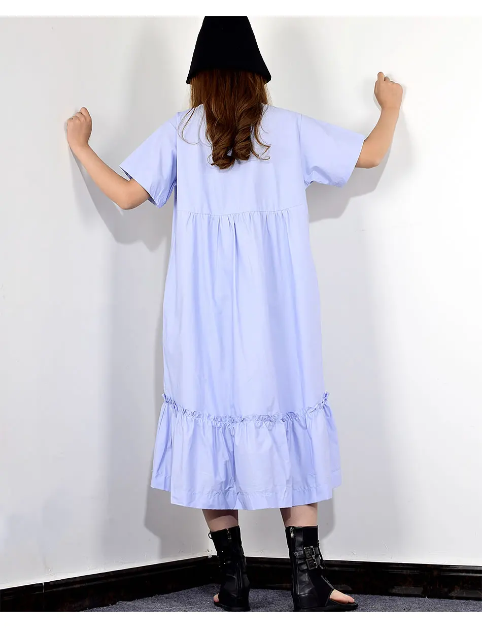 XITAO Плиссированное асимметричное платье большого размера Женская одежда лоскутный пуловер с короткими рукавами летние миди-платья мода WBB3388