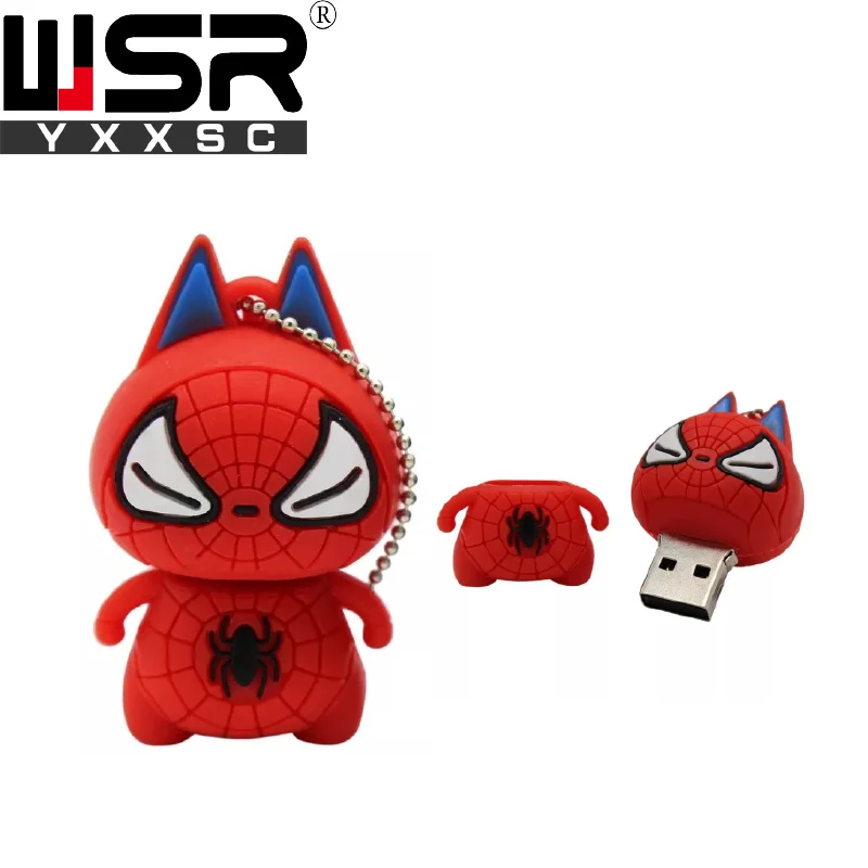 Мультфильм Бэтмен Человек-паук usb2.0 флеш-накопитель 32 Гб 64 Гб 128 ГБ Персонализированный Силиконовый usb флеш-накопитель 4 ГБ 8 ГБ 16 ГБ милый компьютер подарок