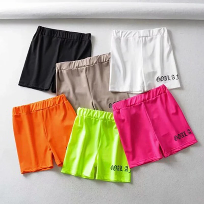 

Women Summer cotton Sports Shorts Lady Elastic High Waist Fitness Biker Jogging Athletic Soft Stretchy Emptied Skinny Casual