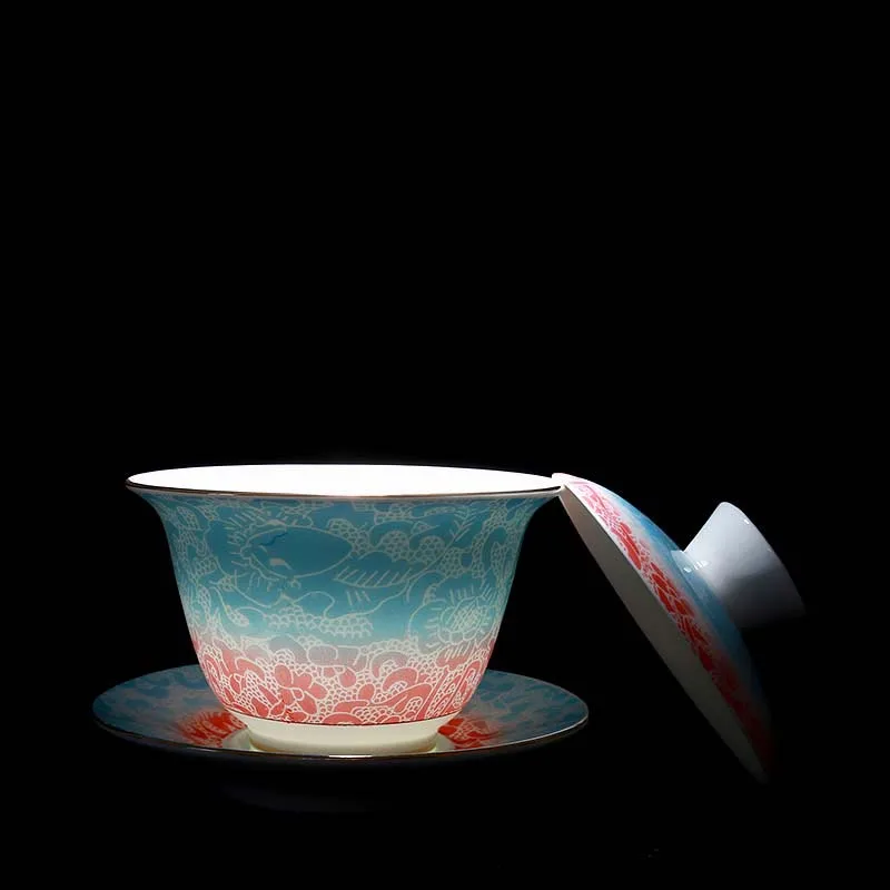 

160ml Jingdezhen Ceramic Gaiwan Tea Tureen Chinese Traditional Tea Bowl Master Teacup Porcelain Drinkware Teaware Accessories