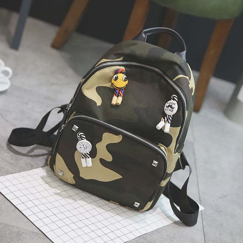 

New Style Korean-style Canvas Couples Camouflage Backpack Men And Women Middle School Students School Bag Casual Travel Fashion