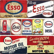 Esso Motor aceite placa carteles de hojalata Vintage Shabby afiche de moda garaje gasolinera decoración placas de hierro hogar pegatinas de arte de la pared