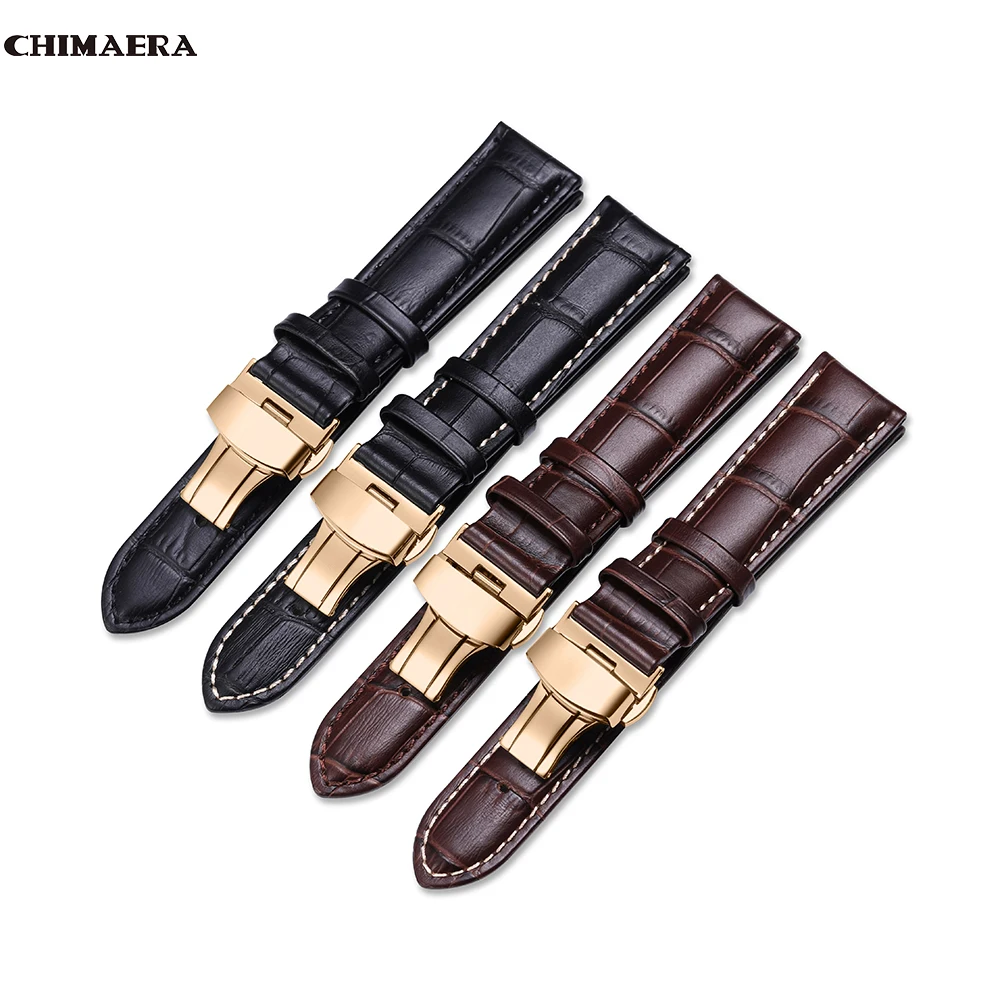 Ремешок для часов CHIMAERA из натуральной кожи 12-18 мм 19 20 21 22 24 с пряжкой-бабочкой