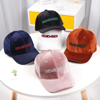 

Baby hats Autumn and winter dark letters embroidery children's baseball cap solid color children's hat kids photography props
