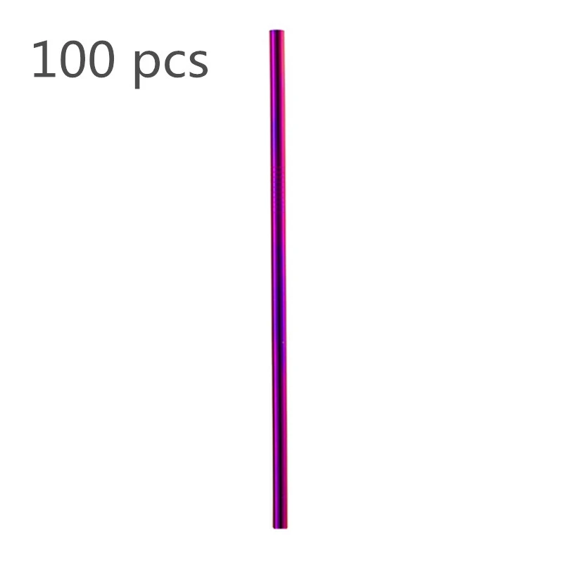 Purple Straight 100 шт./лот 304 нержавеющая сталь питьевой соломинки многократного использования Металлические Прямые изогнутые соломинки экологически чистые вечерние принадлежности для напитков - Цвет: Purple Straight