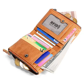 

Genuine Leather Men Wallets Small Wallet Men Money Purse Coin Bag Credit Card Holder Case Credit Card Holder Solid Color