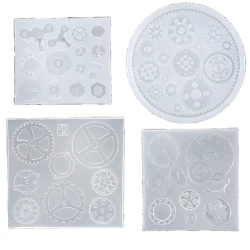 

4 Pcs Epoxy Resin Molds Steampunk Clock Gear Molds Silicone Molds Casting Molds for DIY Jewelry Craft Decortion