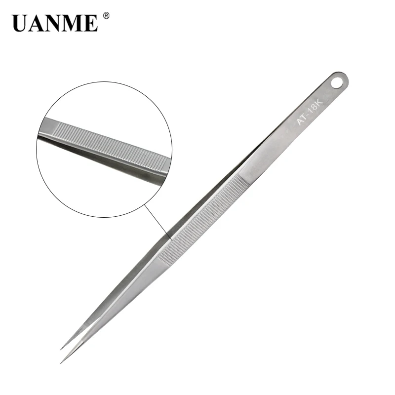UANME AT 18K 7 &quot 18 см длинный Пинцет нержавеющая сталь электронный острый кончик