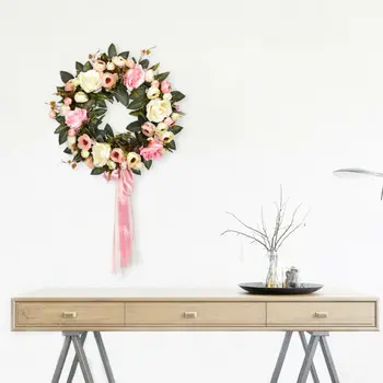 

Wedding Wreath Door Garland Floral Party Dining Room Artificial Rose Silk